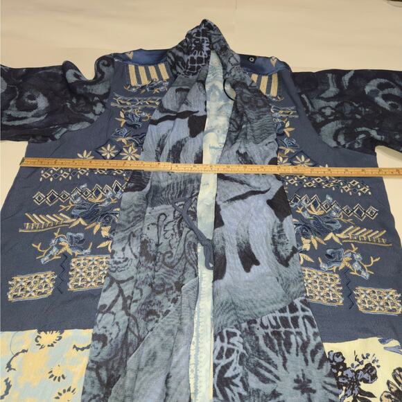 Vicente Women Medium Kimono Jacket Floral Embroidered Art to Wear Festival Indie - Picture 9 of 13